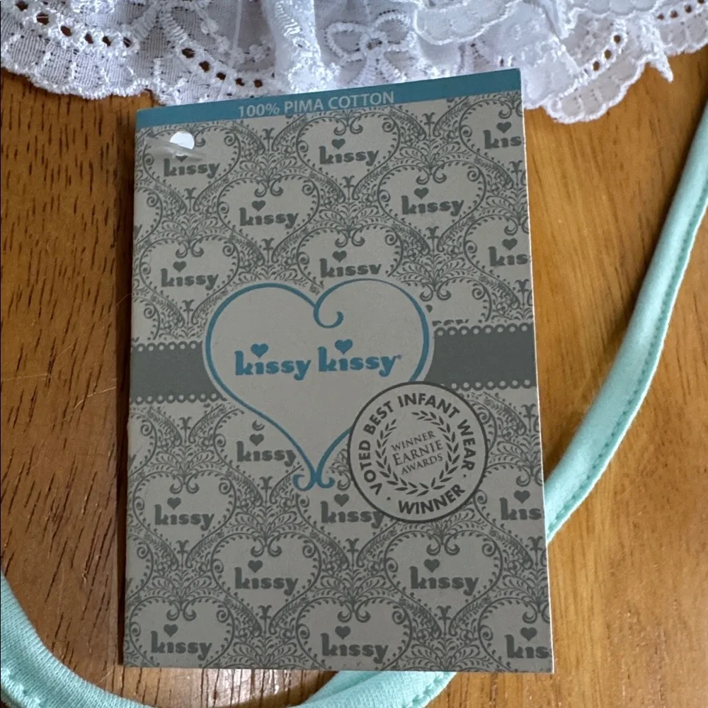 🎁NWT kissy kissy Baby hat 100% cotton Mint Lace Bonnet Sun Protection Spring